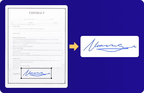 Wytnij podpis ze zeskanowanego dokumentu